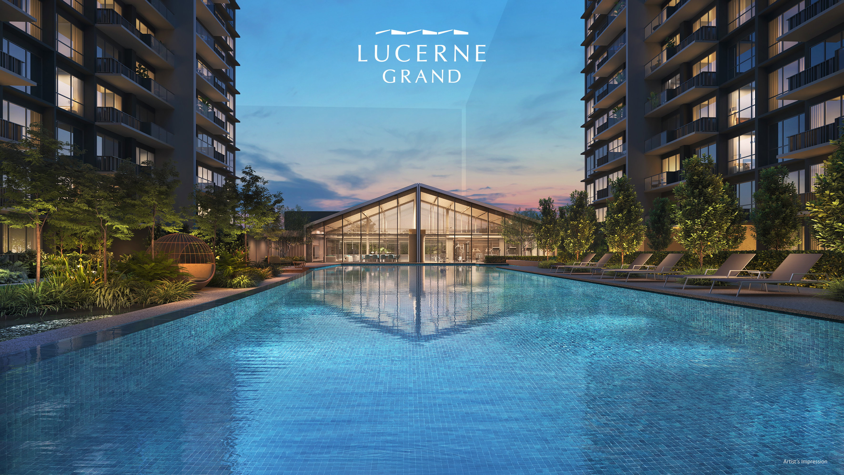 Lucerne Grand - night pool view